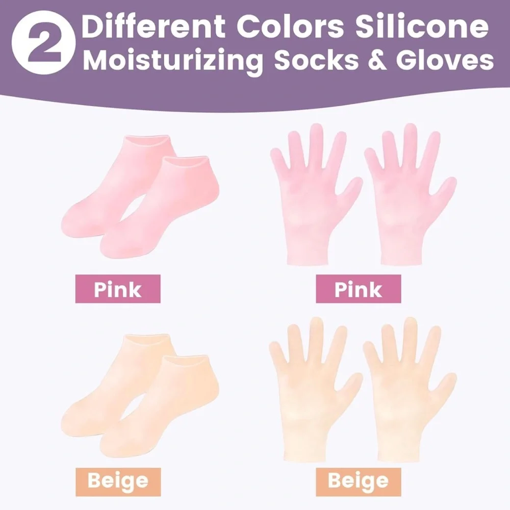 Unisex Silicone Socks & Gloves for Dry Cracked Skin (Socks Fits Up to Size 8.5)